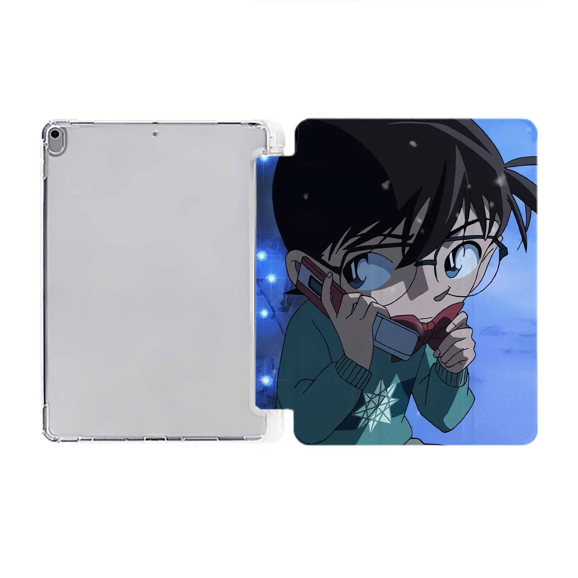 （画像用） 名探偵コナン Detective Conan IPad ケース ペン収納付き 三つ折りスタンド PUレザー×シリコン 対応機種9.5/10.5/10.9インチ